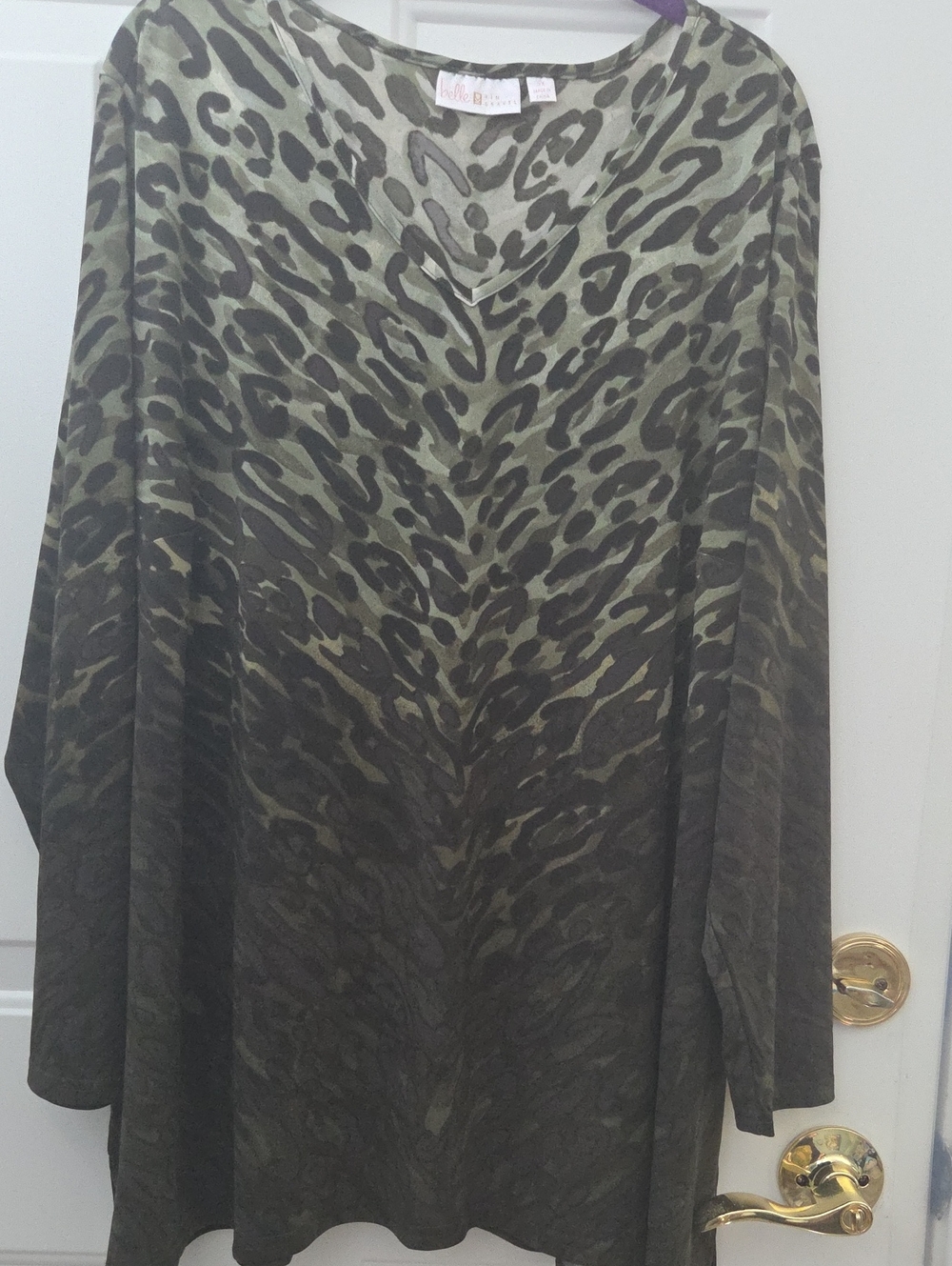 Belle by Kim Gravel Olive and Black Leopard Print Tunic Top